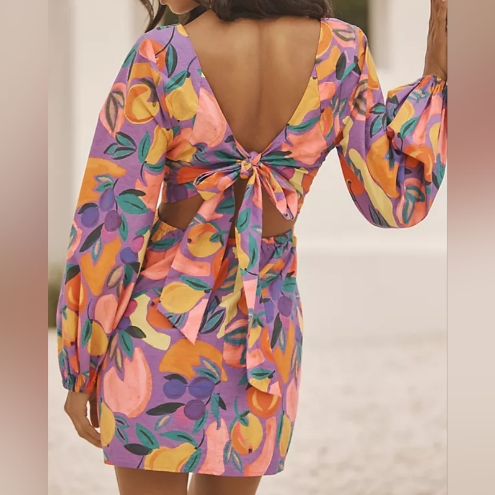 Anthropologie Farm Rio Long sleeve poplin mini - Picture 2 of 7